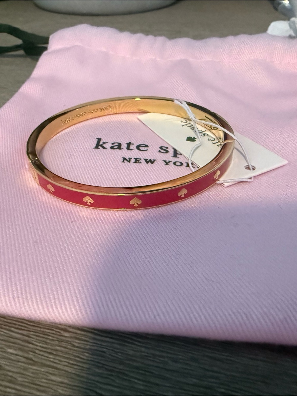 kate spade Gold and Pink Spade Motif Enamel Bangle